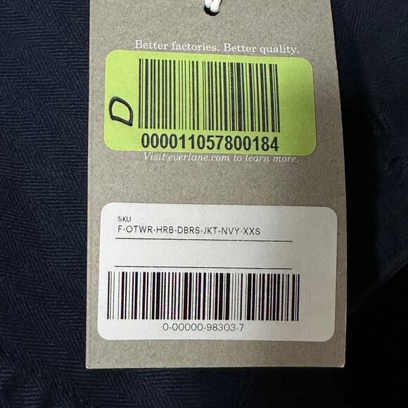 Everlane The Organic Cotton Herringbone Jacket Navy Women XXS NWT Rigid Denim - Picture 14 of 16